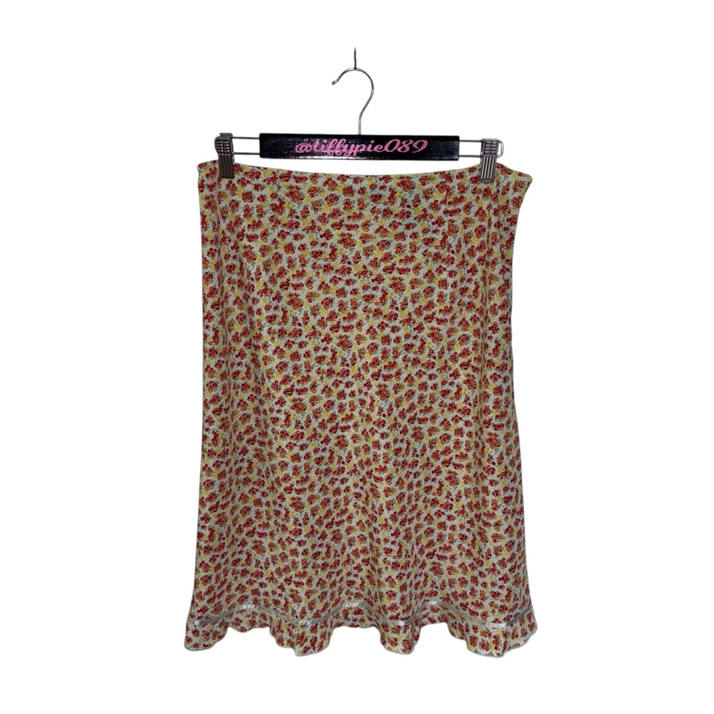 Vintage Express Midi A-Line Skirt with Ruffled Hem Floral Size 9/10